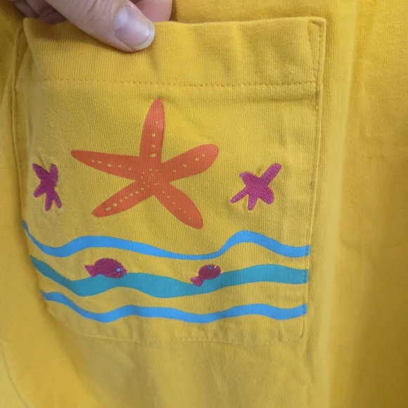 Vintage Summer Oasis Sunset Yellow Sleeveless Beach Dress with Embroidery Sz M - Picture 4 of 12